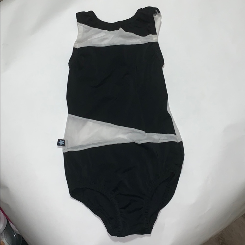 Daisy Blue black leotard with white mesh